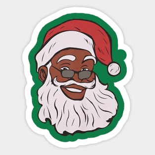 Black African American Santa Xmas Sticker